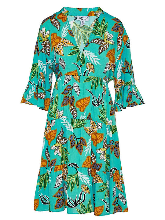 Forel Midi Shirt Dress Dress with Ruffle Turquoise