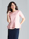 Lenitif Women's Blouse with Zipper Pink