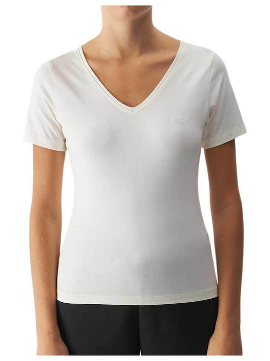 4F Women's Blouse Cotton Short Sleeve White