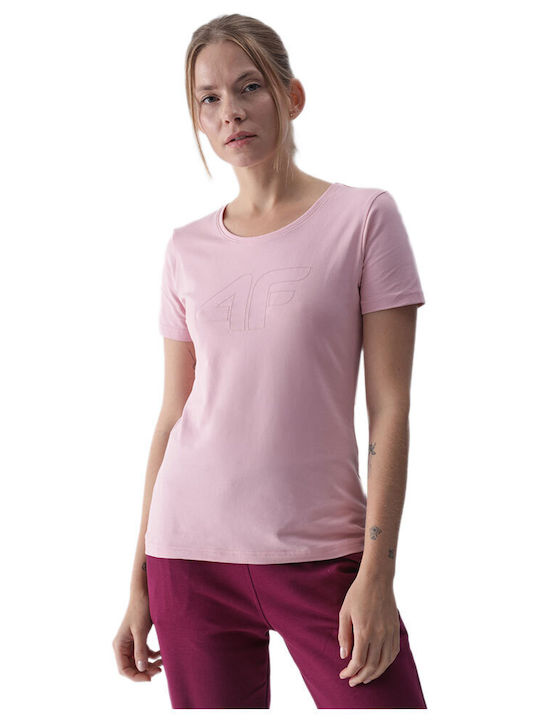 4F Damen Sportliche Bluse Kurzärmelig Rosa