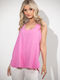 Boutique Damen Bluse Ärmellos Rosa