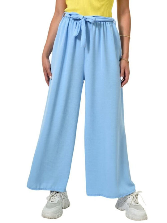Potre Women's Fabric Trousers Light Blue