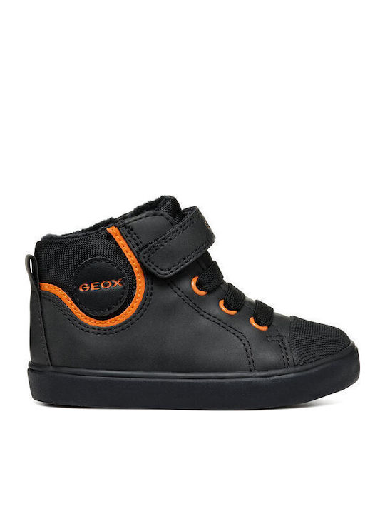 B Gisli Leather Kids Boots with Velcro Black