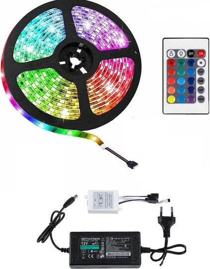 LED Лента 12V RGB Светлина 5м Тип SMD5050 с Захранване