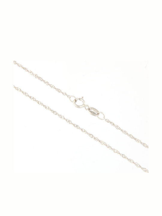 Forever Friends White Gold Chain Neck 14K Thin Thickness 1.2mm and Length 45cm