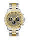 Guess Ανδρικό Ρολόι 48mm Μπαταρίας με Χρυσό Ατσάλινο Μπρασελέ