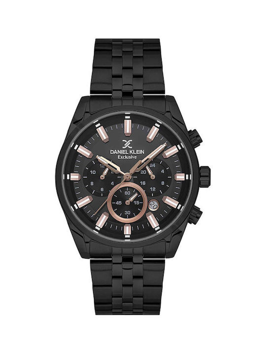 Daniel Klein Uhr Chronograph Batterie mit Schwarz Metallarmband