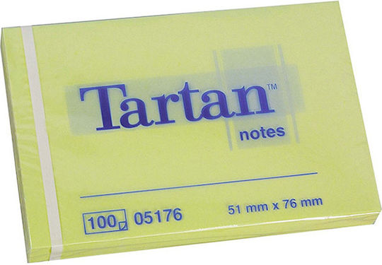 Tartan Χαρτάκια Σημειώσεων σε Κύβο Κίτρινα Σετ 12τμχ