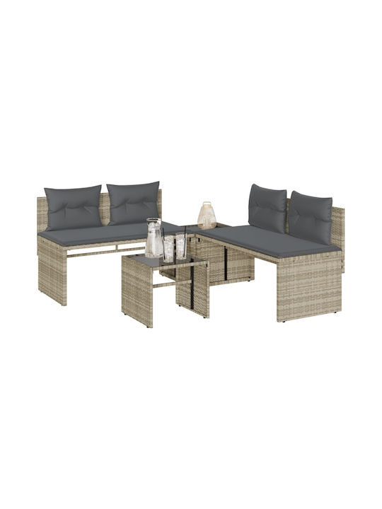 Set Outdoor Lounge Grey with Pillows 4pcs