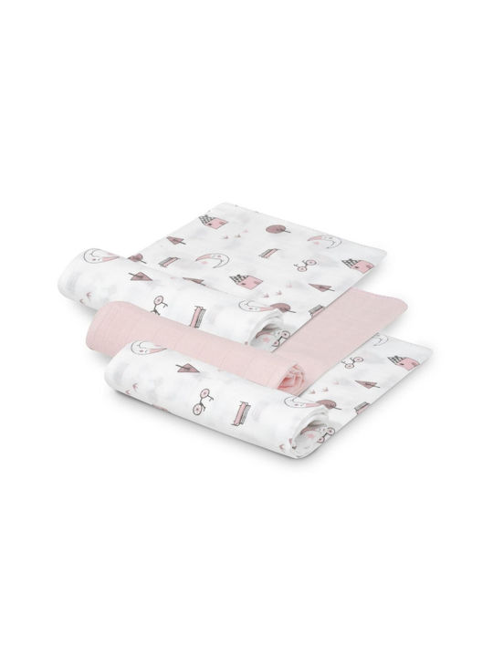 Interbaby Swaddle Blanket Pink Roz 55x70εκ. 3buc