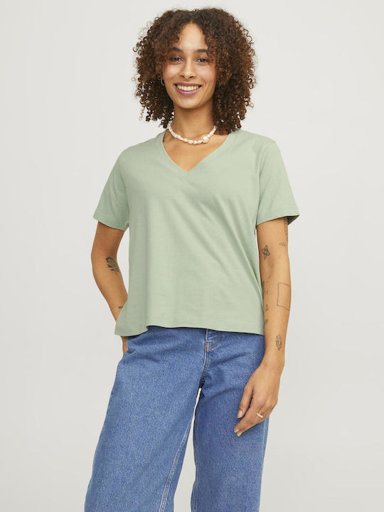 Jack & Jones Women's T-shirt with V Neck Green