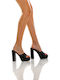 Mules mit Chunky Hoch Absatz in Schwarz Farbe
