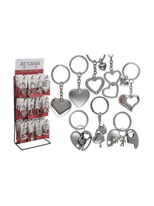 Keychain Heart Silver Metal 8cm 8 Designs 1 piece