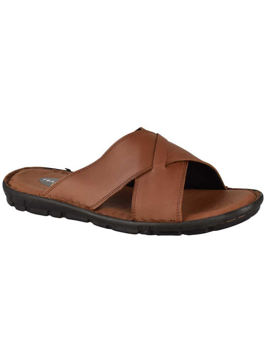 Yfantidis Leder Herrensandalen in Braun Farbe