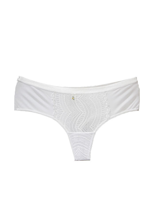 Hellena Paris String με Δαντέλα Λευκό