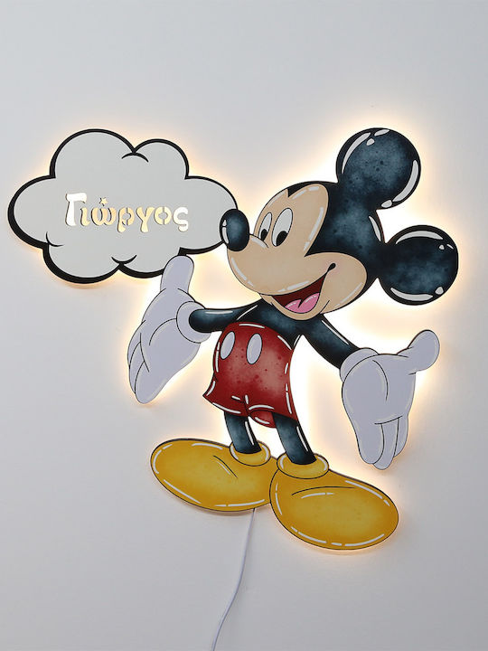 Wooden Kids Wall Light Mickey