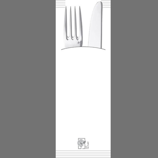 PaperQ Tacâmuri din hârtie Plain Smile Slim Line Șervețel Luxury 2F Albă 25x8.5cm. buc