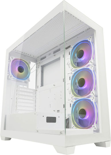 LC-Power Seamless_Pale_X Gaming Midi-Turm Computergehäuse mit Seitenfenster und RGB-Beleuchtung Weiß