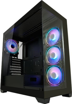 LC-Power Seamless_Pale_X Midi Midi Tower Κουτί Υπολογιστή με Πλαϊνό Παράθυρο και RGB Φωτισμό Μαύρο