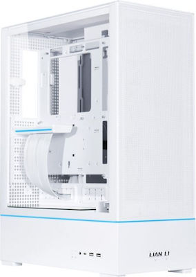 Lian Li SUP01W Midi Tower Computer Case with Window Panel and RGB Lighting White