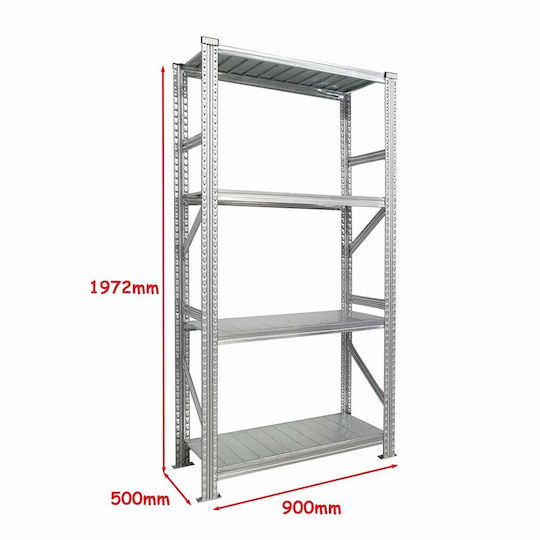 Green City International Ραφιέρα Dexion Γαλβανιζέ 90x50x197εκ. με 4 Ράφια Συνολικής Αντοχής 800kg