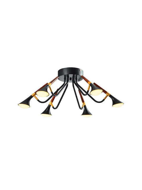 Led7 Πλαφονιέρα Οροφής Μαύρη με Ενσωματωμένο LED