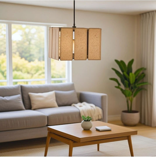 Inart Boxfo Pendant Light Brown 32x32x123cm