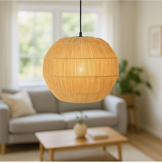 Inart Ozelia Κρεμαστό Φωτιστικό Καφέ Boho με Ντουί E27 33x33x122εκ.