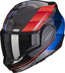 Scorpion Exo Tech Evo Genus Black/Blue/Red Cască de motocicletă Flip-Up ECE 22.06 cu vizor solar