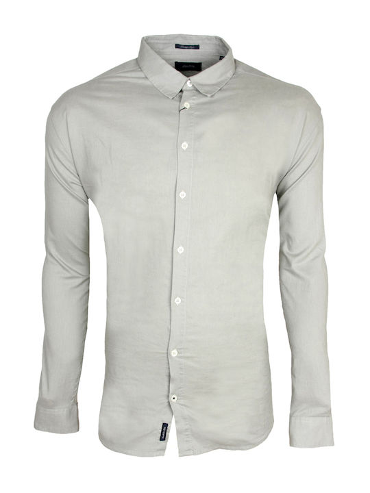 Double Men's Shirt Long Sleeve Cotton Gray