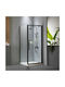 Devon Pivot Flow Shower Screen for Shower with Hinged Door 91x195cm Clean Glass Black Matt