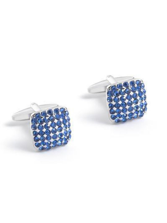 Silver Blue Crystal Cufflinks