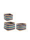 Bizzotto Set of Decorative Baskets Straw Blue 37x37x28cm 3pcs