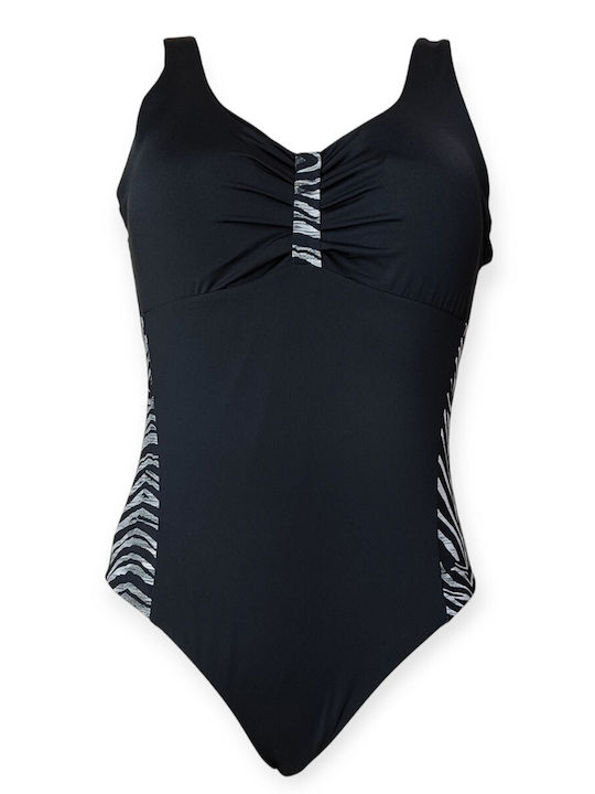 One-Piece Swimsuit with Padding Animal Print Gray