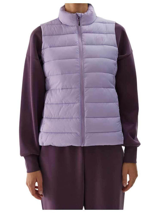 4F Women's Short Puffer Jacket for Spring or Autumn Purple