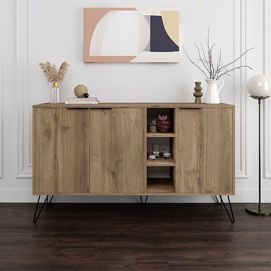 Μπουφές Clara Ξύλινος Ανοιχτό Καρυδί 142x35.6x83cm