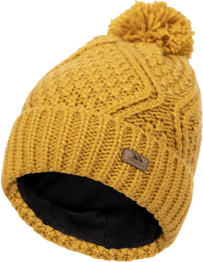 Pom Pom Beanie Γυναικείος Σκούφος Πλεκτός σε Κίτρινο χρώμα