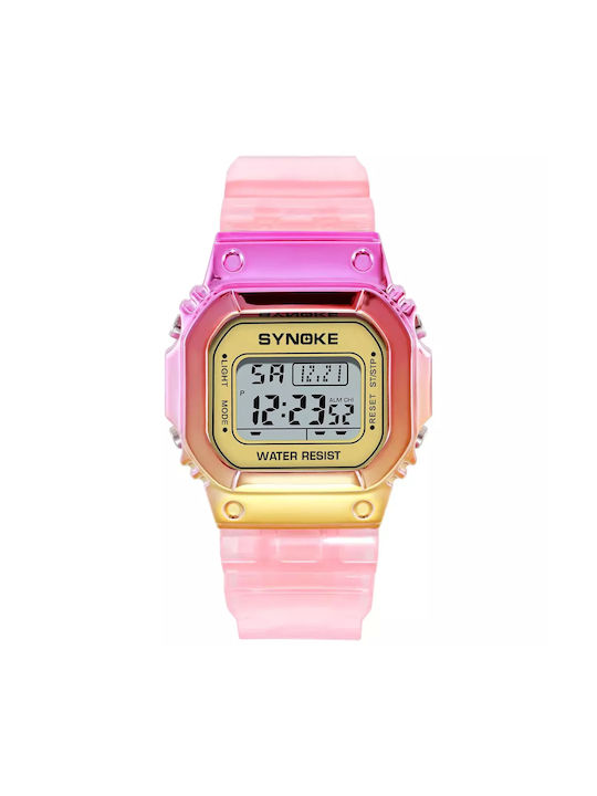 Synoke Kids Digital Watch with Rubber/Plastic Strap Pink