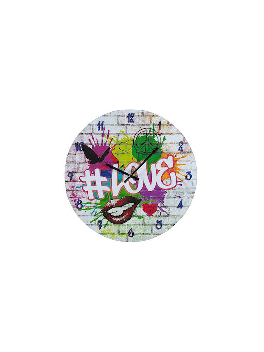 ArteLibre Love Wall Clock Wooden Multicolour Ø33.8cm