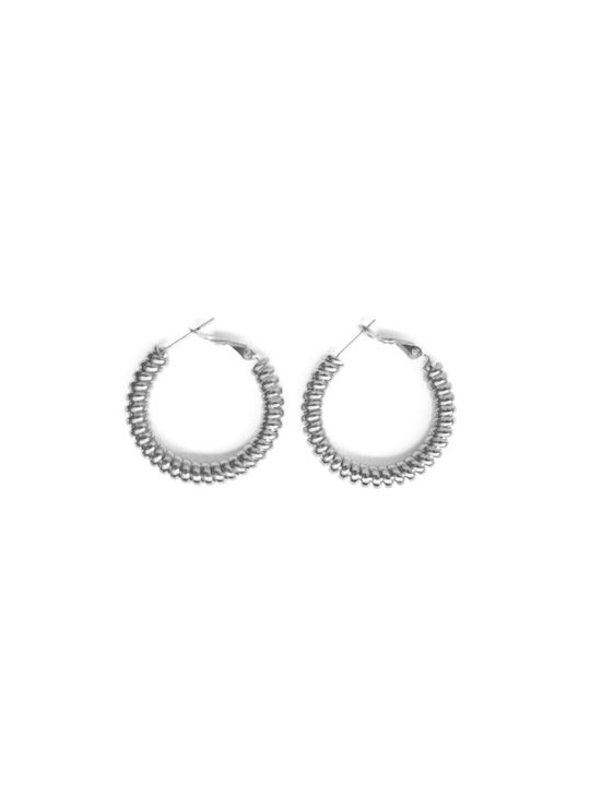 Loop Earrings Twist Circle Silver