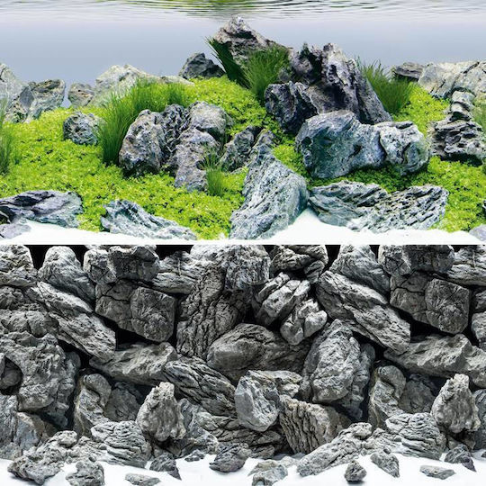 Juwel Double Aquarium Dekoration Poster Rock/Aquascape 100x50cm
