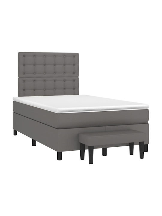 Semi-Double Fabric Upholstered Bed Grey with Sl...