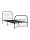 Κρεβάτι Μονό Μεταλλικό Μαύρο με Αποθηκευτικό Χώρο & Τάβλες για Στρώμα 80x200cm