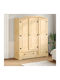 Triple Door Wardrobe Corona Solid pine wood 151.5x52x186cm
