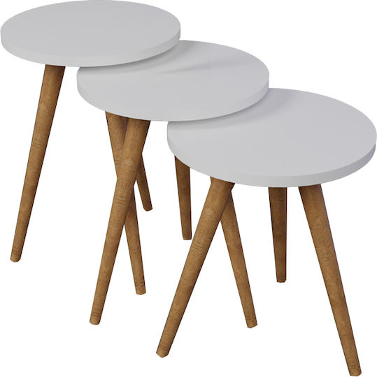 Round Side Table Perjene Wooden White L36.5xW36.5xH51cm.