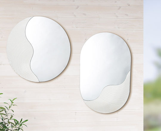 ArteLibre Wandspiegel mit Weiß Hölzernes Rahmen Durchmesser 40cm 1Stück