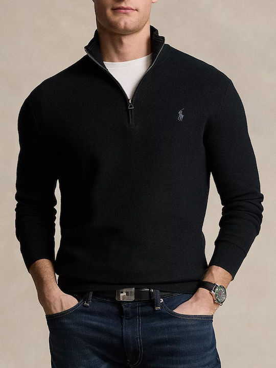 Ralph Lauren Men's Long Sleeve Sweater with Zipper Jetblack