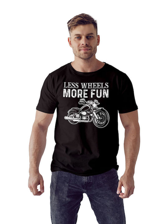 Pop Culture T-shirt Μαύρο Less Wheels More Fun