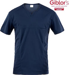 Giblor's Bluse Koch Blau mit Kurzärmelig