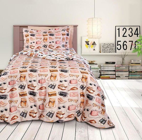 Das Home Set Kinderbettbezug Einzel mit Kissenbezug Rosa 160x240cm